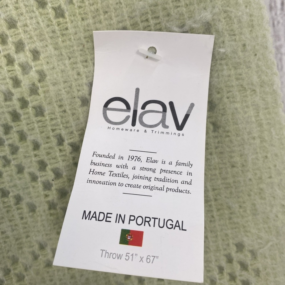 Elav Throw Blanket 51x67 Soft Seafoam Green Open Knit Portugal Delicate Floral - Picture 2 of 16